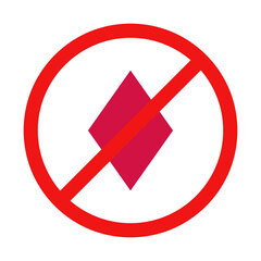 No Diamonds Sign on White Background