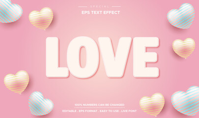 love text effect editable with balloon love