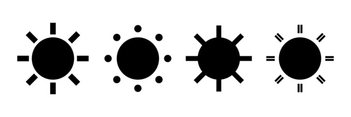 太陽のシルエットアイコンセット。ベクター。