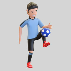 uruguay national football player man juggling ball 3d render illustration