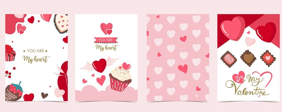 Collection of valentine’s day background set with heart.Editable vector illustration for website, invitation,postcard and sticker - Powered by Adobe
