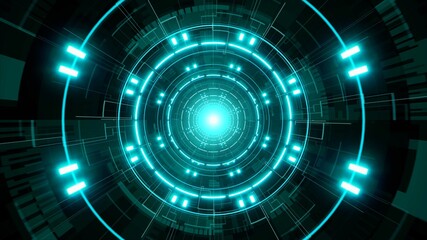 Glowing Cyber System Light Tunnel