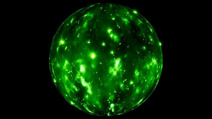Sparkling Green Energy Sphere Overlay Object 3D Rendering