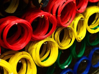 秋葉原で売っているカラフルな電気コード