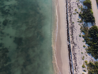 Aerial photo of the beach of the island of Cozumel