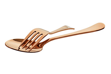 Rose gold spoon and fork isolated white background, with clipping path