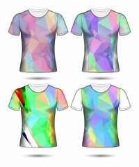  t-shirt templates abstract geometric collection of different colors polygonal mosaic