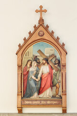 Fototapeta na wymiar Panel depicting one of the stages of the Stations of the Cross