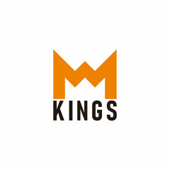 letter m king crown negative space logo vector