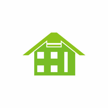 plus medical house simple geometric green logo vector