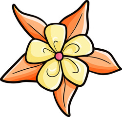 Beautiful light orange flower in cartoon style
