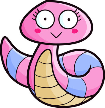 cute pink snake cartoon