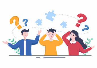 Problem and Solution in Business Solving to Look Ideas with the Concept of Teamwork Can use for Web Banner or Background Flat Illustration