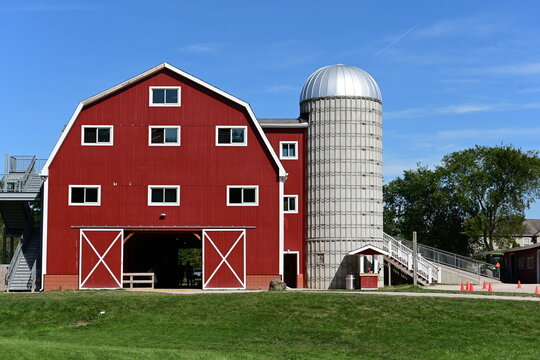 red barn with silo