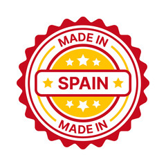 Made in Spain text on seal stamp vector illustration. Spanish made quality product label.
