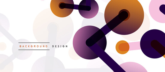 Line points connections geometric abstract background. Circles connected by lines. Trendy techno business template for wallpaper, banner, background or landing