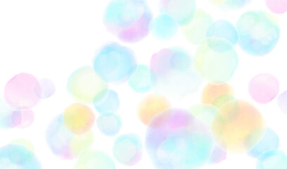 水彩で描いた水玉模様(虹色）
