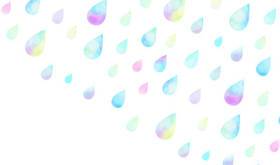 水彩で描いた雫模様(虹色のしずく）水玉