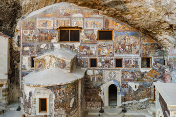 Inside the Rock Church at Sumela Monastery in Trabzon, Turkey - obrazy, fototapety, plakaty