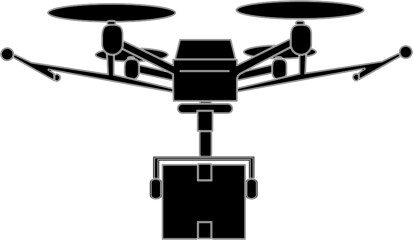 荷物を運ぶドローンのシルエット