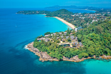 Fototapeta na wymiar Aerial view of Laem Singh beach in Phuket, Thailand