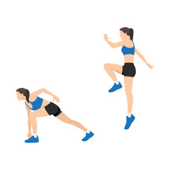 Woman doing Jump start exercise. Flat vector illustration isolated on white background