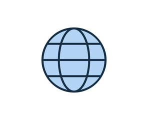 Line globe icon isolated on white background. Outline symbol for website design, mobile application, ui. Electronics pictogram. Vector illustration, editorial stroсk. 