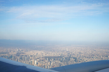 日本 東京 飛行機からの景色