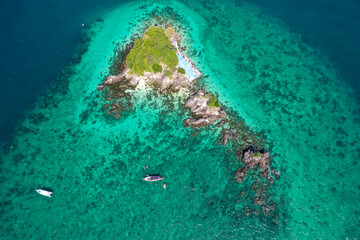 Aerial view of Koh Khai Nuai, the cat island in Phuket, Thailand