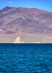 View of Pyramid lake in Nevada, US