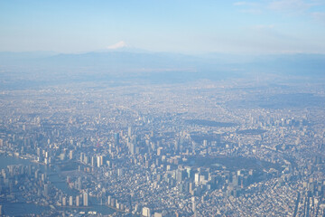 日本 東京 飛行機からの景色