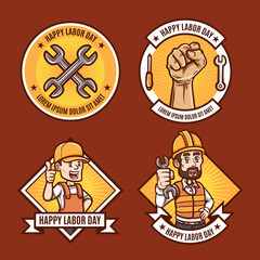 greeting happy labor day badge set collection