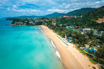 Aerial view of Kata and Kata Noi beach in Phuket province, in Thailand - obrazy, fototapety, plakaty