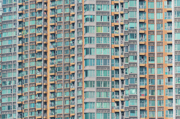 Exterior of high rise residential building in Hong Kong city