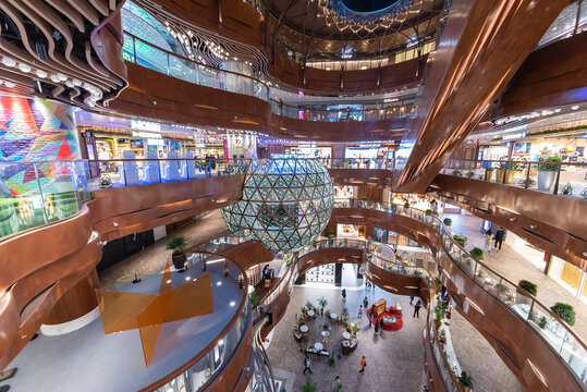Hong Kong, China - Novemner 12, 2020 : Interior view of modern shopping mall K11 Musea in Tsim Sha Tsui, Hong Kong