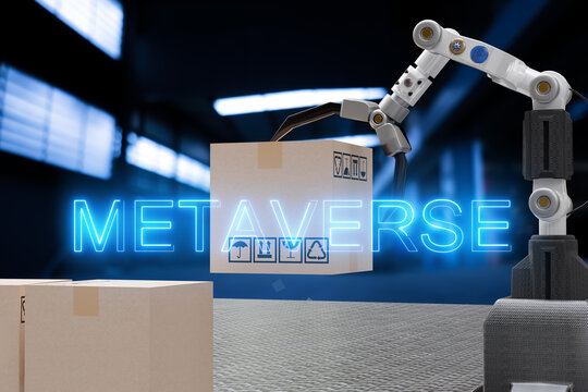 Object for metaverse virtual world  technology future Robot cyber construction hand mechanical  under construction virtual world metaverse land future sandbox VR technology coming soon 2022 3D RENDER