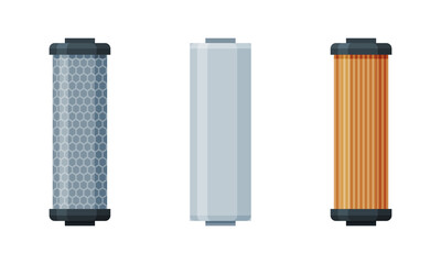 Water Filter Cartridge with Fine Physical Barrier for Lowering Contamination of Drinking Water Vector Set