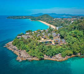 Fototapeta premium Aerial view of Laem Singh beach in Phuket, Thailand