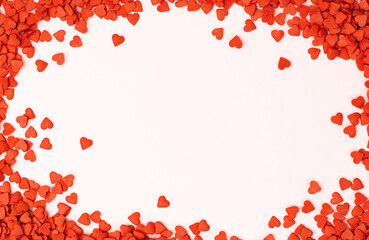 framed small hearts with copy space