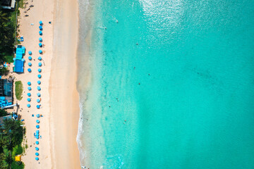 Fototapeta na wymiar Aerial view of Kata and Kata Noi beach in Phuket province, in Thailand
