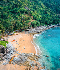 Nui Beach Black Rock viewpoint in Phuket, Thailand