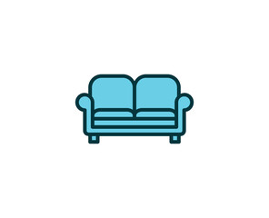 Sofa flat icon. Single high quality outline symbol for web design or mobile app.  House thin line signs for design logo, visit card, etc. Outline pictogram EPS10
