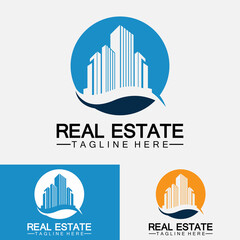 Real Estate Business Logo Template, Building, Property Development, and Construction Logo Vector