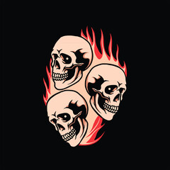burning skull tattoo vector design
