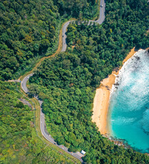 Aerial view of Laem Singh beach in Phuket, Thailand