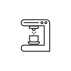 Household and daily routine concept. Single outline monochrome sign in flat style. Editable stroke. Line icon of coffee maker
