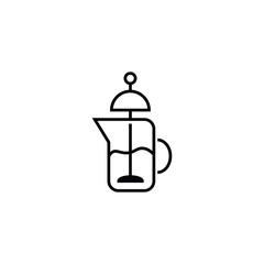 Household and daily routine concept. Single outline monochrome sign in flat style. Editable stroke. Line icon of french press for tea or special teapot or kettle