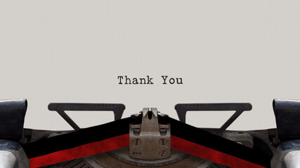 "Thank You" Text Written By Vintage Typewriter