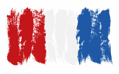 Flag of France in grunge style on white background
