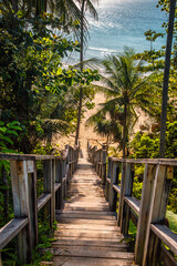 Nai thon beach and the wooden stairs in Phuket, Thailand